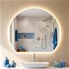 CLP Specchio Bagno LED semicircolare, dimmer Touch, 3 tonalita Luce, antiappannamento, Specchio a Parete Senza Cornice Baloni, Dimensione:Ø 70