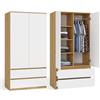 CDF Armadio Camera da Letto 2 Ante 2 Cassetti 90 cm Rovere Artisan-Bianco | Guardaroba, appendiabiti con porta, mobile salvaspazio, per ingresso e cameretta, organizzazione abiti quotidiana