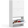 CATAVANA Scarpiera salvaspazio slim 60 cm in legno chiaro, scarpiera da ingresso con 3 ante, scarpiera 18 paia, design moderno alto e stretto, ideale come portascarpe ingresso
