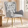 Hellove Poltrona e Poltroncina Salotto, Poltrone Moderne in Velluto-Sedia Poltrona e Sedia Trucco-Poltrona Camera da Letto con Piedini Oro-Poltroncina da Camera per Relax e Lettura, Grigio