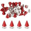 M METERXITY 36-Set Borchie A Punta Conica 10x7 mm Borchie in Ottone Ribattuto Viti Rapide Stile Punk per Abbigliamento/Scarpe/Borse/Fai da Te Artigianato in Pelle/Tessuti Rosso