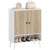 HOMCOM Scarpiera a 2 ante per 15 paia, 75 x 35 x 97 cm, bianco e naturale