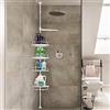 YJIIJY Angoliera Telescopica per la Doccia, Inox Mensola Telescopica Senza Foratura, Organizer Doccia ad Angolo Senza Fori, Accessori da Bagno, Cestino di Plastica (254-304 CM, 4 Ripiani)