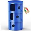 Kiseely Contenitore, comodino camera da letto, Comodino armadietto,moderno tavolino da camera per camera da letto, soggiorno, bagno (Blu S1, 3 Elementi)