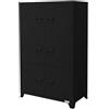 ML DESIGN modern living ML-Design Schedario da Ufficio 75x40x120,5 cm Nero Acciaio Mobile a 4 Gambe Armadietto in Metallo 6 Ante 3 Scomparti Interni Armadio Industriale Portadocumenti in Acciaio di Stoccaggio