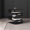 YITAYMLI Tavolino laterale moderno in acrilico trasparente a forma di S, libreria trasparente con spazio contenitore, comodino e portariviste, per soggiorno, studio(Black)