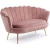 INTRECCI Divanetto a Conchiglia in Velluto con Gambe Oro | Design Moderno ed Elegante | Colore: Rosa