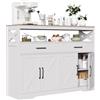 WOBOPCG Credenza da cucina a buffet, credenza con 2 cassetti, 4 ante, credenza, sala da pranzo, per cucina, armadio, corridoio, bianco, 140 x 40 x 105 cm (bianco-B)