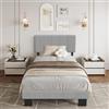 YIDATONG Letto Imbottito 90x200 cm, Rete letto a Doghe in Metallo e Contenitore Spazio, Letto per Singolo con Testiera Regolabile, Struttura Letto in Legno Solida, Facile da Montare