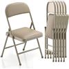BULAGE Set da 6 sedie pieghevoli imbottite, impermeabili sedie da giardino, sedia per cucina, sala da pranzo, campeggio, in metallo, fino a 158 kg, impilabili, sedia richiudibile portatile cachi