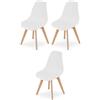 NMK HOME Sedia Plastica Ergonomica, Stabile, Bianco, 3 Pezzi | legno robusto, ideale ufficio e cucina, plastica resistente, ergonomicità supporto, vari interni