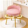 Hellove Sedia Trucco Girevole 360° in Velluto con Piedini Oro, Sgabello per Toeletta Trucco Rotondo, Pouf Poggiapiedi Pivotante con Schienale Curvo e Seduta Imbottita, Sgabelli per Camera, Rosa