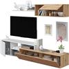 MarinelliGroup Parete attrezzata soggiorno moderna mobile TV pensile mensola sala pranzo salotto ROVERE NODI BIANCO 220 X 40 X 44 016647W
