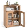 GIANTEX Armadietto da bagno con scomparto aperto, 2 ante e ripiano regolabile, per cucina e soggiorno, 60 x 30 x 83 cm (naturale)