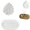 luopeidian Stampo Silicone Vassoio, Stampi Resina, Set 2 Pezzi Stampo Vassoio Foglia Monstera e Ovale con Bordo Perline per Gesso Cemento, Stampos Silicone per Gesso Fai da Te Decorazioni Casa