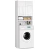 AKORD | Armadio Pensile per Lavatrice | Armadio di trasformazione con 2 ante, 2 Ripiani Aperti | Archivio per bagno | Cassettiera per lavatrice | 64x180x30 cm | Peso 30 kg | Bianco | Bianco lucido