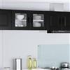 Generico Armadio da parete cucina in legno nero 40x31x40 cm, mobile in vetro PORTO con 1 ripiano, pensile moderno per stoccaggio dispensa