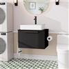 YU YUSING Mobile Bagno Sottolavabo da 60 cm, Mobiletto Bagno Sottolavabo con 1 Porta, Mobile Bagno Sospeso con Ampio Spazio di Archiviazione, Mobiletto Bagno Salvaspazio, Nero, Senza Lavabo