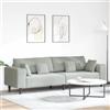 sephironlbb Divano grigio chiaro, 250 x 77 x 76 cm, in velluto, divano a 4 posti, con anima a molle, mobile moderno per soggiorno, comodo set imbottito per salotto e camera degli ospiti