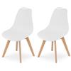 NMK HOME Sedie da Pranzo Ergonomiche Plastica 2 Pz Bianco | Plastica di qualità, stabilità, gambe in legno, design scandinavo, facile montaggio