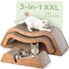 Knupis Tiragraffi Gatto 3 Pezzi XXL 75 cm - Cartone Resistente per Cura delle Unghie - Fino a 2 Anni di Utilizzo - Salvaspazio - Protegge Divani e Mobili (Cloud- Marrone)