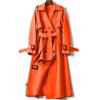 Generisch Cappotto lungo da donna con bottoni a doppio petto elegante, con colletto a risvolto, per le mezze stagioni, stile vintage, giacca a vento