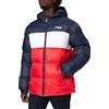 Fila Men Scooter Puffer Jacket Piumino, Nero/Rosso/Bianco, XL Uomo