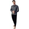 ALV by Alviero Martini Pigiama da Uomo Lungo in Tessuto Jacquard Punto Milano, Vari Modelli E Taglie (IT, Testo, M, Regular, Regular, ALP615-Grigio/Blu)