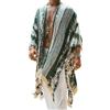 Modeewel Poncho da spiaggia da uomo, traspirante, leggero, stile boho, alla moda, pareo, poncho con stampa floreale, da spiaggia, kimono, 01 verde., XXL