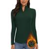 WOWENY - Maglietta termica da donna a maniche lunghe con chiusura lampo a 1/4, in pile, con collo alto, pullover, mezza zip, top caldo, verde scuro, XXL