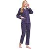 GLOBAL Pigiama Donna Flanella|Donna Pigiami Cotone Maniche Lunghe| Pigiami Due Pezzi da Donna| Camicie da Notte da Donna| Pjs Confortevole| Sleepwear Caldo Morbido Blu, Macchie Colorate M