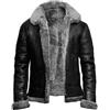 Generic Giacca in pile foderata da uomo, calda giacca invernale spessa con giacca antivento in finta pelle scamosciata in pelle di pecora, bomber jacket invernale caldo con maniche lunghe e colletto termico