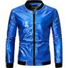 WAZHAKU Blouson - Giacca da uomo con paillette, stile metallizzato, 70s, discoteca, festa di Natale, Varsity Jacket Zip-up Slim Fit Streetwear lucido da pilota, R blu., XL