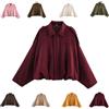 Generisch Giacca in pelle scamosciata da donna corta oversize, bomber in morbida pelle scamosciata con fodera in pile, giacca invernale per autunno, mezza stagione, giacca corta in pelle, look casual, con