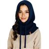 Vivisence Donna Cappuccio Invernale in Cotone con Coulisse Caldo E Avvolgente, Blu Scuro,Taglia Unica