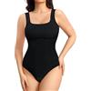 Nebility Body Contenitivo Modellante Donna, Body Snellente con Scollo Quadro, Intimo Contenitivo Modellante Curvy Senza Cuciture Pancia Piatta, Shapewear Invisibile per Ogni Occasione (Nero, 3XL4XL)