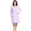 Leedya Camicia da Notte Donna Estiva Made in Italy Maniche Lunghe (984 Fiori Lilla TG XL)