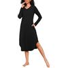 Marvmys Camicia da Notte Donna Cotone Manica Lunghe per Casa Casuale