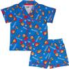 Paddington Bear Paddington, 100% Cotone con Bottoni Pigiama a Maniche Corte, Blu