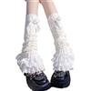 CAMDOM Lolita, scaldamuscoli in peluche con fiocco, per ragazze, bianco, taglia unica