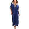 L-Peach Donna Ricamo Spiaggia Caftano Camicia da Notte Bohomian Kimono Biancheria da Notte Sarong Pareo, B blu., Taglia unica