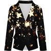 ENEN Motivo a Stella Blazer Donna Elegante con Risvolto, S-7XL Giacche da Lavoro Donna Capispalla Tailleur Giacca da Ufficio Blazer Business a Maniche Lunghe con Bottone