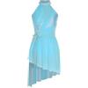 HULIJA Donne Vestito da Pattinaggio Artistico Costume Senza Maniche Vestito da Ballo Lirico Chiffon Body Contemporaneo Costumi di Danza Contemporanea Azzurro L