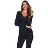JADEA Maglia con Pizzo in Cashmere Manica Lunga (IT, Testo, M, Regular, Regular, 4529, Nero)