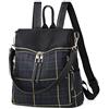 QQYG Zaino da donna di lusso con plaid in colore a contrasto, facile da trasportare, borsa da viaggio in tessuto Oxford a doppio uso