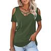 FFWTPY Maglietta Manica Corta Donna off Spalla T-Shirt con Scollo a V Crocevia Incrociata Tagliata Estive Maglia Casual Tinta Unita Larghe Elegante Moda Top Camicia