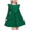 Arshiner Ragazze Abito Foglia di Loto Manica Bambini Casual Papillon Linea A Festivo Autunno Inverno Maniche Lunghe Abito per Bambine 3-8 Anni