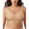 SHARICCA Reggiseno senza cuciture da donna senza ferretto, taglie forti, reggiseno push up con spalline larghe, liscio, confortevole, imbottito, bustino comodo, senza ferretto, beige, 3XL