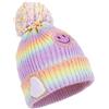 PinkSheep Cappello invernale per bambini PinkSheep, caldo, berretto per ragazze con accessori decorativi, morbido, lavorato a maglia per bambini dai 4 ai 14 anni, accessori alla moda per ragazze, Arcobaleno, 7