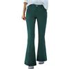 Generic Pantaloni da donna svasati in velluto a coste vintage a vita alta gamba larga bootcut pantaloni invernali elasticizzati a campana pantaloni casual ufficio lavoro pantaloni con tasche, Verde, L